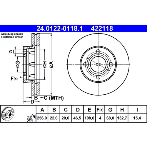 Brzdový kotúč ATE 24.0122-0118.1