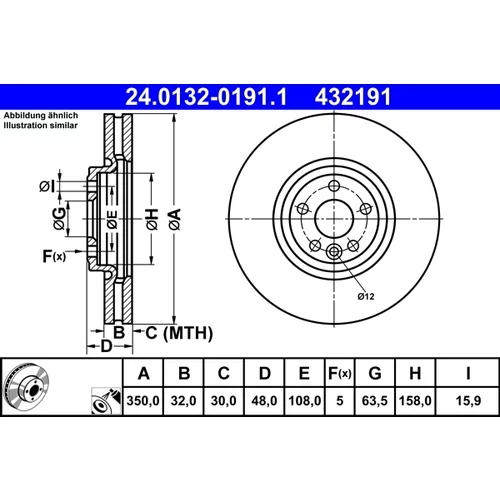 Brzdový kotúč ATE 24.0132-0191.1