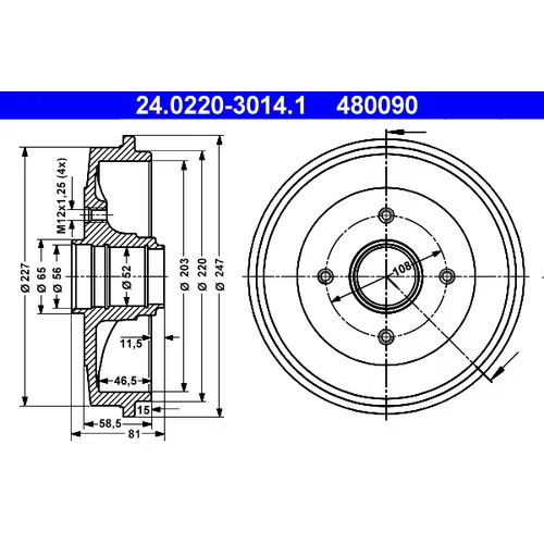 Brzdový bubon ATE 24.0220-3014.1