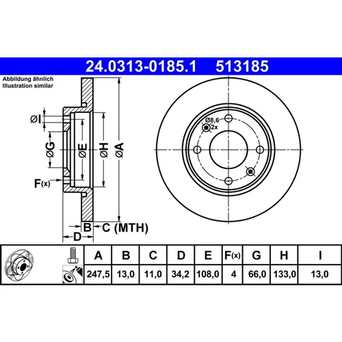 Brzdový kotúč 24.0313-0185.1 /ATE/