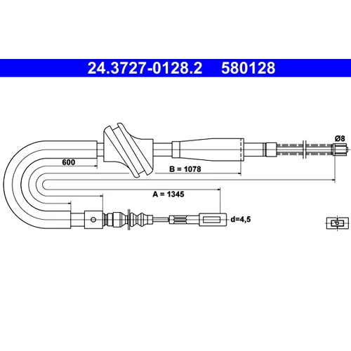 Ťažné lanko parkovacej brzdy ATE 24.3727-0128.2
