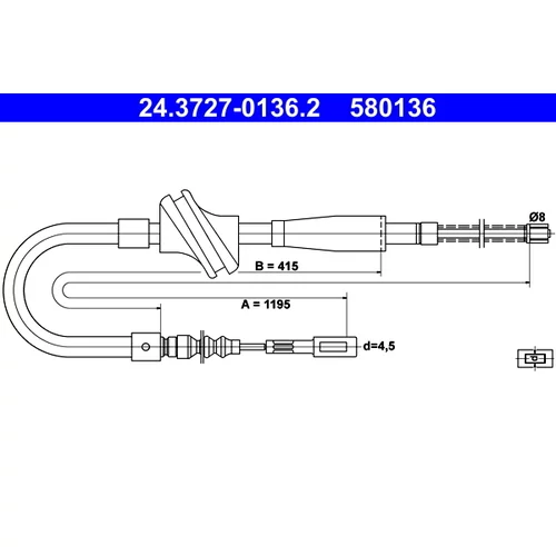Ťažné lanko parkovacej brzdy ATE 24.3727-0136.2