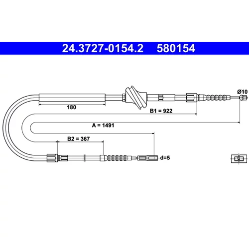 Ťažné lanko parkovacej brzdy ATE 24.3727-0154.2
