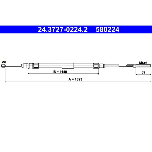 Ťažné lanko parkovacej brzdy ATE 24.3727-0224.2
