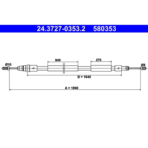 Ťažné lanko parkovacej brzdy ATE 24.3727-0353.2