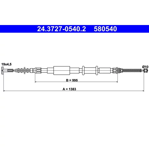 Ťažné lanko parkovacej brzdy ATE 24.3727-0540.2