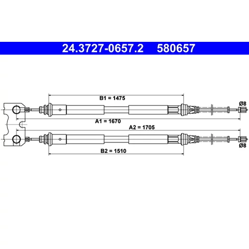 Ťažné lanko parkovacej brzdy ATE 24.3727-0657.2