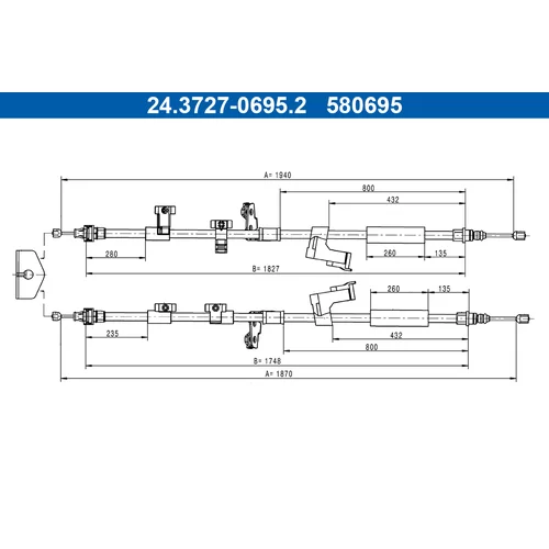 Ťažné lanko parkovacej brzdy ATE 24.3727-0695.2