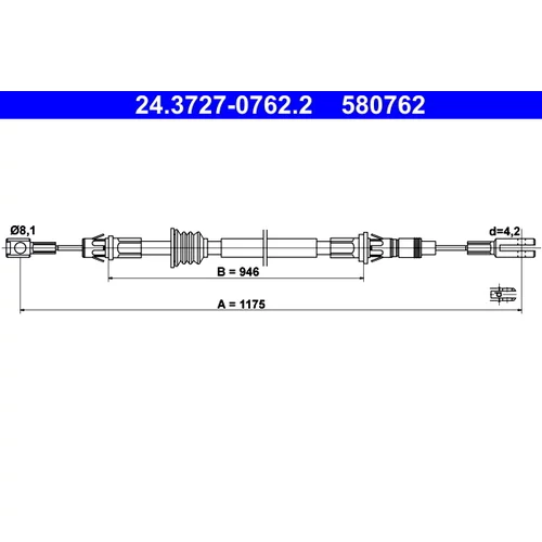 Ťažné lanko parkovacej brzdy ATE 24.3727-0762.2