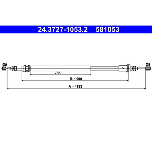 Ťažné lanko parkovacej brzdy ATE 24.3727-1053.2