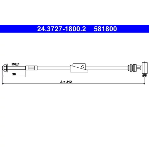 Ťažné lanko parkovacej brzdy ATE 24.3727-1800.2
