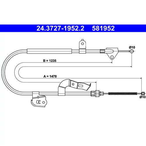 Ťažné lanko parkovacej brzdy ATE 24.3727-1952.2