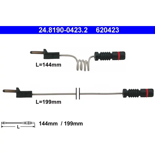 Výstražný kontakt opotrebenia brzdového obloženia ATE 24.8190-0423.2