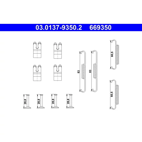 Sada príslušenstva čeľustí parkovacej brzdy ATE 03.0137-9350.2