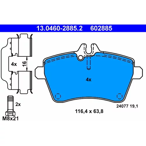 Sada brzdových platničiek kotúčovej brzdy ATE 13.0460-2885.2