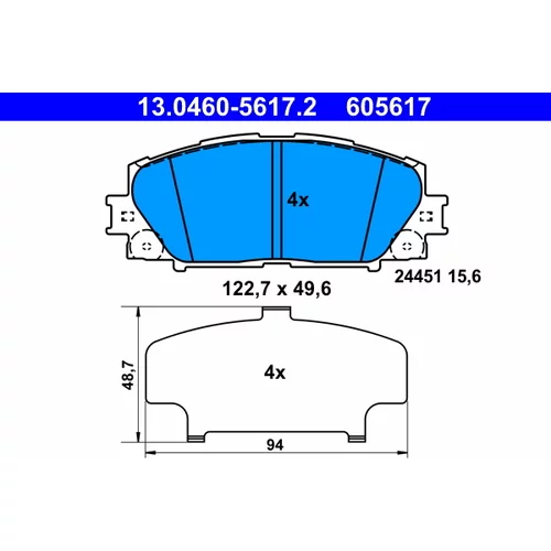 Sada brzdových platničiek kotúčovej brzdy ATE 13.0460-5617.2