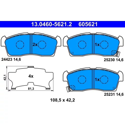 Sada brzdových platničiek kotúčovej brzdy ATE 13.0460-5621.2