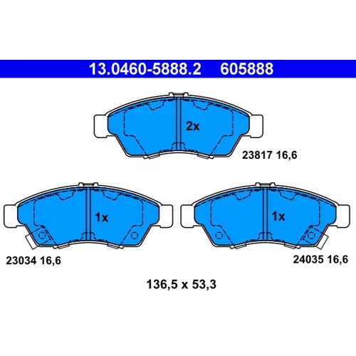 Sada brzdových platničiek kotúčovej brzdy ATE 13.0460-5888.2