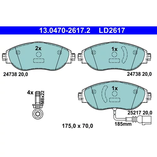 Sada brzdových platničiek kotúčovej brzdy ATE 13.0470-2617.2