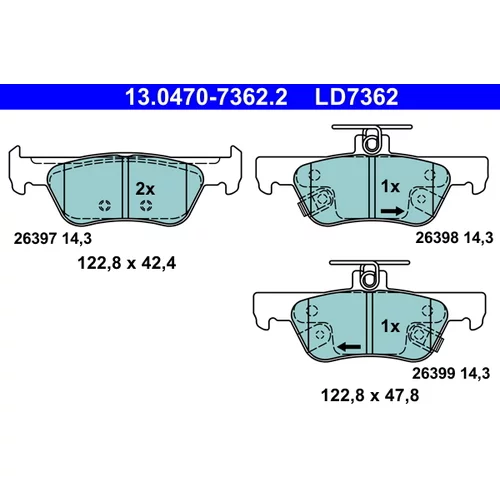Sada brzdových platničiek kotúčovej brzdy ATE 13.0470-7362.2