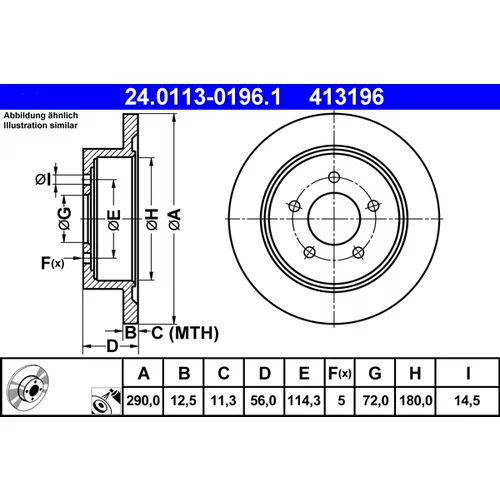 Brzdový kotúč ATE 24.0113-0196.1