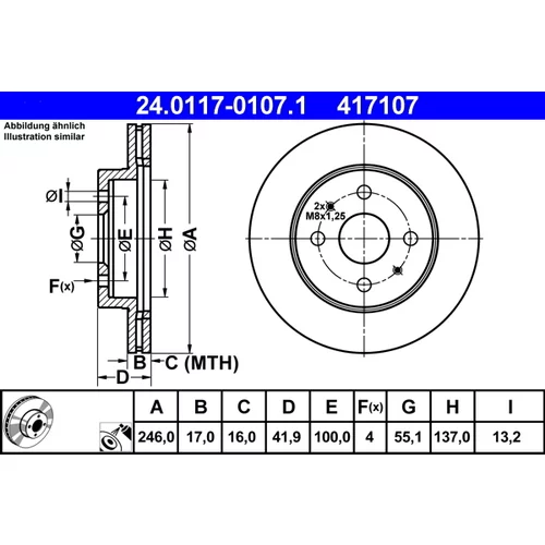 Brzdový kotúč 24.0117-0107.1 /ATE/