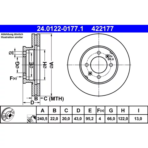 Brzdový kotúč ATE 24.0122-0177.1
