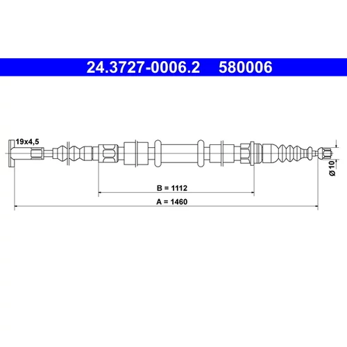 Ťažné lanko parkovacej brzdy ATE 24.3727-0006.2