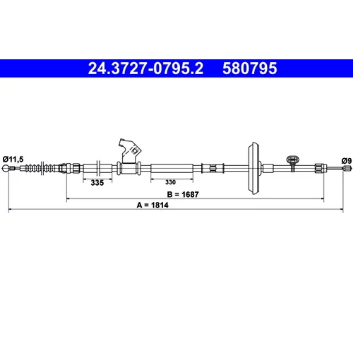 Ťažné lanko parkovacej brzdy ATE 24.3727-0795.2