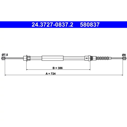 Ťažné lanko parkovacej brzdy ATE 24.3727-0837.2