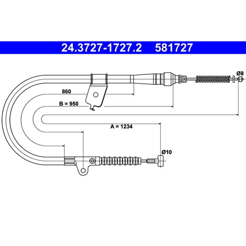 Ťažné lanko parkovacej brzdy ATE 24.3727-1727.2