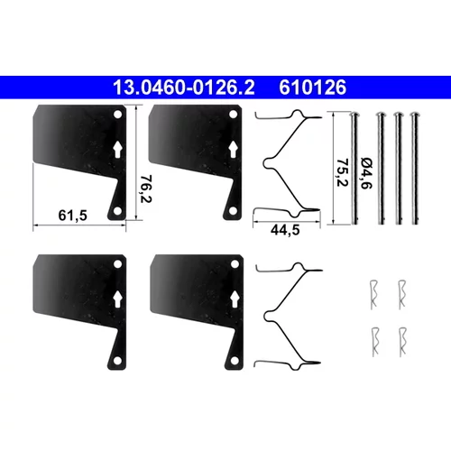 Sada príslušenstva obloženia kotúčovej brzdy ATE 13.0460-0126.2