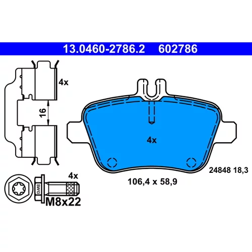 Sada brzdových platničiek kotúčovej brzdy ATE 13.0460-2786.2