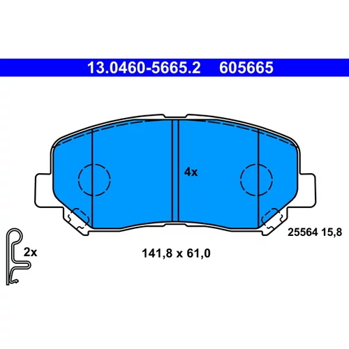 Sada brzdových platničiek kotúčovej brzdy ATE 13.0460-5665.2