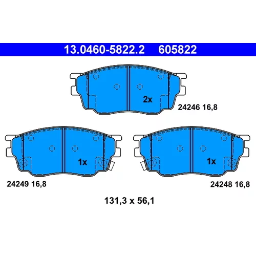 Sada brzdových platničiek kotúčovej brzdy ATE 13.0460-5822.2
