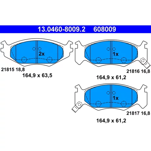 Sada brzdových platničiek kotúčovej brzdy ATE 13.0460-8009.2