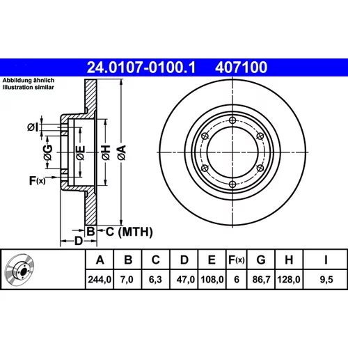 Brzdový kotúč ATE 24.0107-0100.1