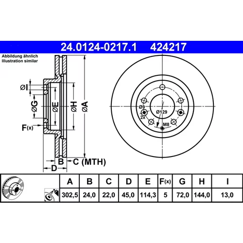 Brzdový kotúč ATE 24.0124-0217.1