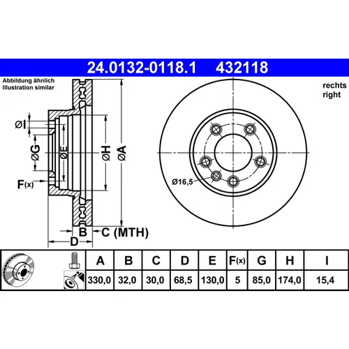 Brzdový kotúč ATE 24.0132-0118.1