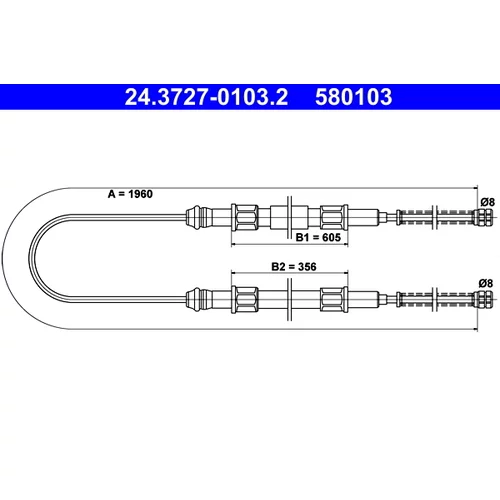 Ťažné lanko parkovacej brzdy ATE 24.3727-0103.2