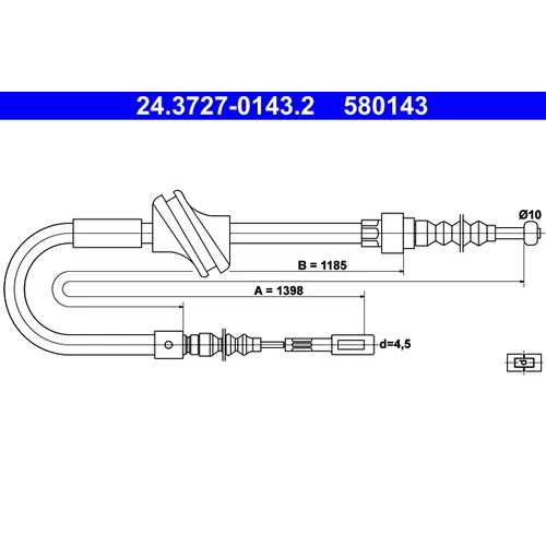 Ťažné lanko parkovacej brzdy ATE 24.3727-0143.2