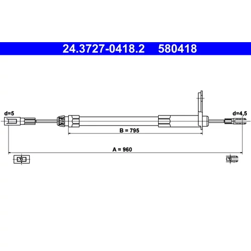 Ťažné lanko parkovacej brzdy ATE 24.3727-0418.2