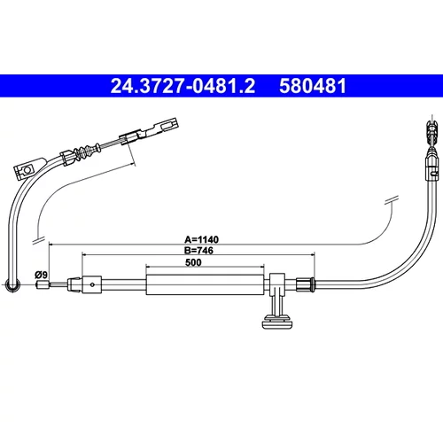 Ťažné lanko parkovacej brzdy ATE 24.3727-0481.2