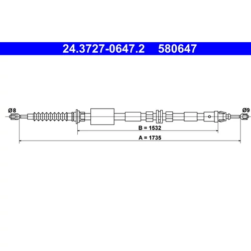 Ťažné lanko parkovacej brzdy ATE 24.3727-0647.2