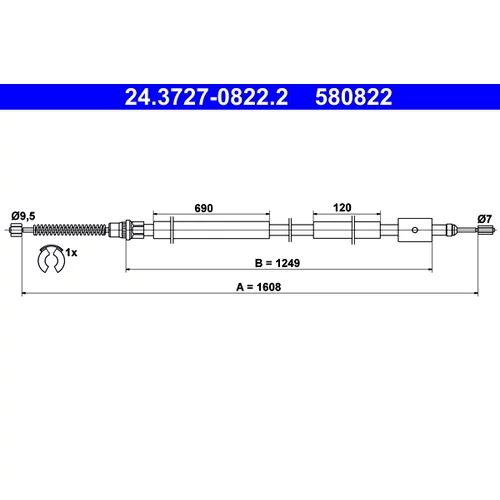 Ťažné lanko parkovacej brzdy ATE 24.3727-0822.2