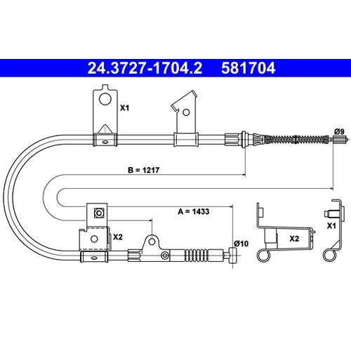 Ťažné lanko parkovacej brzdy ATE 24.3727-1704.2