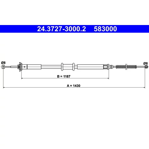 Ťažné lanko parkovacej brzdy ATE 24.3727-3000.2