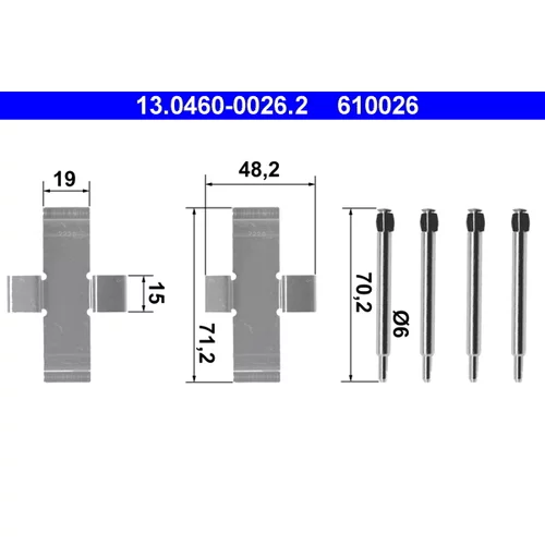 Sada príslušenstva obloženia kotúčovej brzdy ATE 13.0460-0026.2