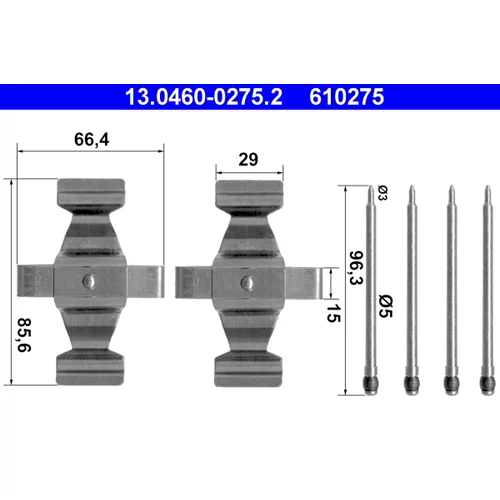 Sada príslušenstva obloženia kotúčovej brzdy ATE 13.0460-0275.2