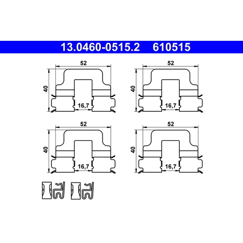 Sada príslušenstva obloženia kotúčovej brzdy ATE 13.0460-0515.2